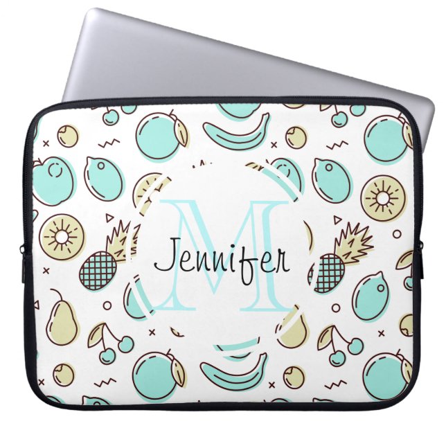 Cute Fruit Mönster Summery Line Teckning Monogram Laptop Fodral (Framsidan)