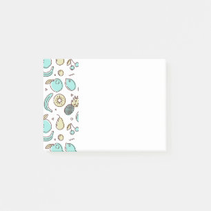 Cute Fruit Mönster Summery Line Teckning Post-it Block