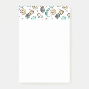 Cute Fruit Mönster Summery Line Teckning Post-it Block