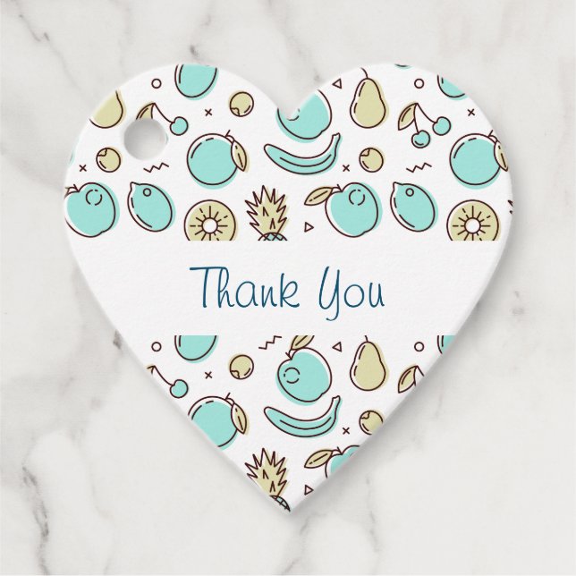 Cute Fruit Mönster Summery Line Teckning Tack Gåvor Etiketter (Framsida)