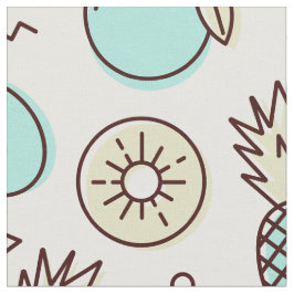 Cute Fruit Mönster Summery Line Teckning Tyg