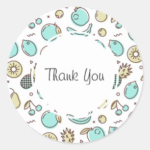 Cute Fruit Mönster Summery ThLED Tack Runt Klistermärke