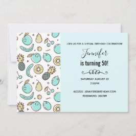 Cute Fruit Mönster Summery, Virtuell födelsedag Inbjudningar
