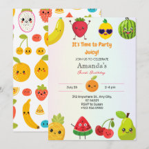 Cute Fruits Första 1:a födelsedagarinbjudan