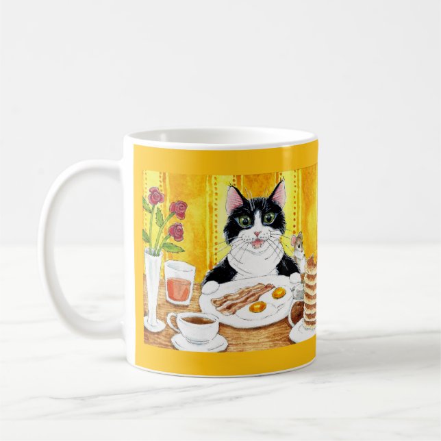 Cute-frukostkaffe av katt mugg (Vänster)