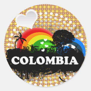 Cute Fruktigare Colombia Runt Klistermärke