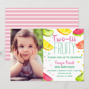 Cute Frukttema 2 år party inbjuden Inbjudningar