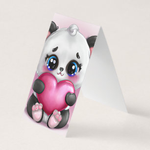 Cute Fullt Complete Baby Female Panda Bear Holding Visitkort