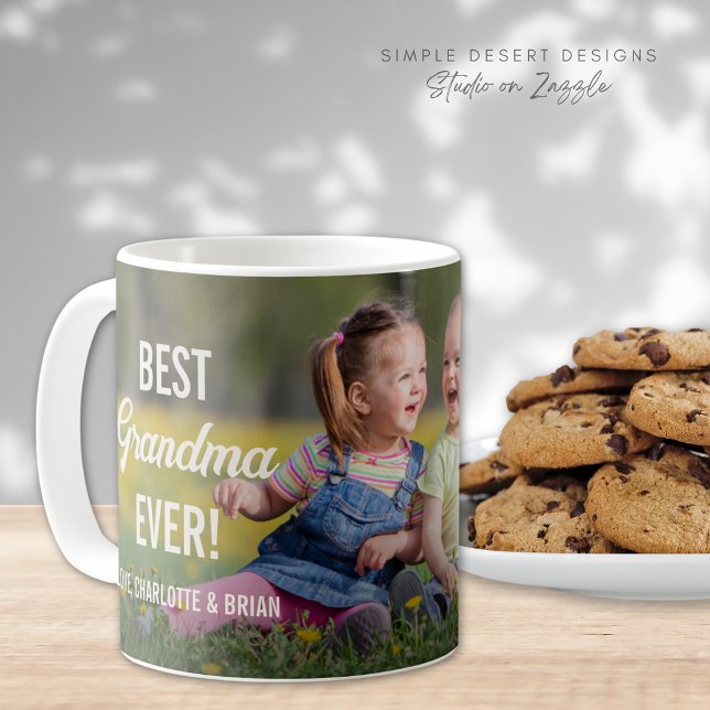 Cute Fullt Photo Best Grandma Coffee Mugg (Cute Best Grandma Ever Photo Mug Gift for Grandmother on Mother's Day Birthday or Grandparents Day)