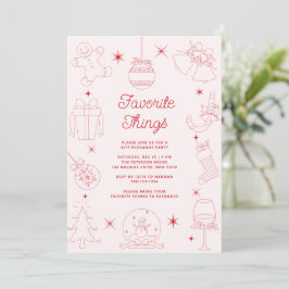 Cute Fun Pink Hand Drawn Favorite Things Holiday Inbjudningar