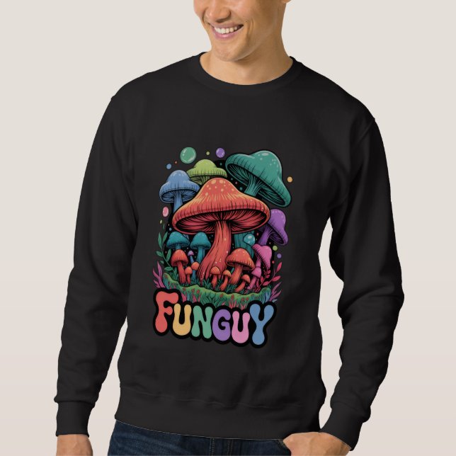 Cute Fungi Fun Guy Mushroom Pun Kawaii Pastel Aest Lång Ärmad Tröja (Framsida)