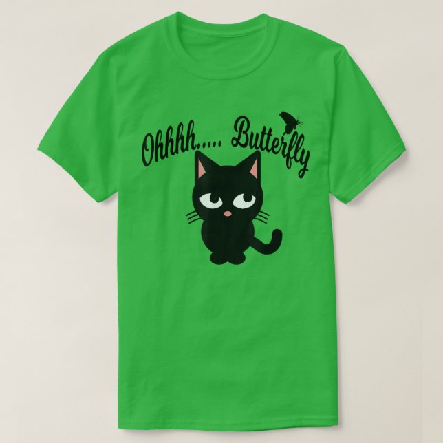Cute Funny ADHD Cat Distracted By Butterfly T Shir Shirt (Design framsida)