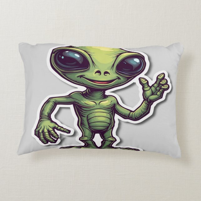 Cute Funny Alien - Whimsical & Playful Prydnadskudde (Baksidan)