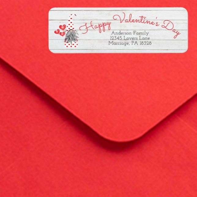 Cute Funny Alla hjärtans dag Gnome Returadress Etikett (Skapare uppladdad)