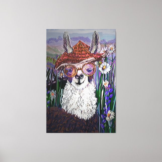 Cute Funny Alpaca, Behålla din Coola Canvastryck (Framsida)