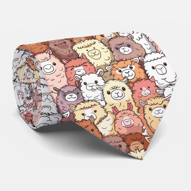 Cute Funny Alpaca Llama Neck Tie Slips (Rullad)
