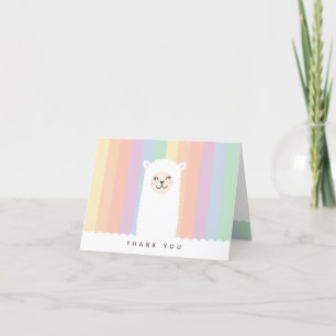 Cute Funny Alpaca Llama och Rainbow Whimsical Tack Kort