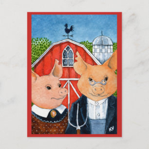 Cute Funny American Gothic spoof gris-vykort Vykort