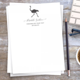 Cute Funny Animal Ostrich Bird Personal Stationery Brevhuvud