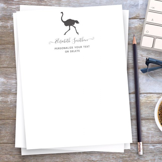 Cute Funny Animal Ostrich Bird Personal Stationery Brevhuvud (Skapare uppladdad)