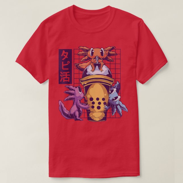 Cute Funny Aolotl Ice Cream Cone Japanska Anime T Shirt (Design framsida)