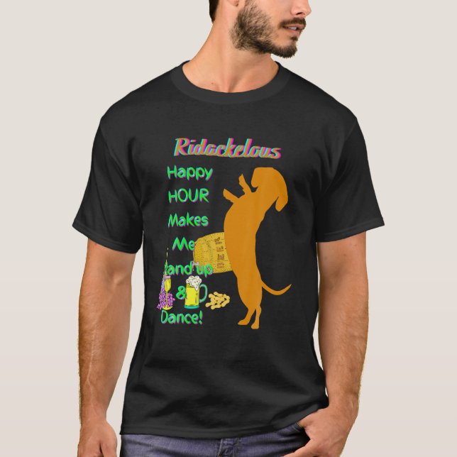 CUTE FUNNY AVSLAPPNAD DACHSHUND ÄLSKARE LYCKLIG TI T SHIRT (Framsida)