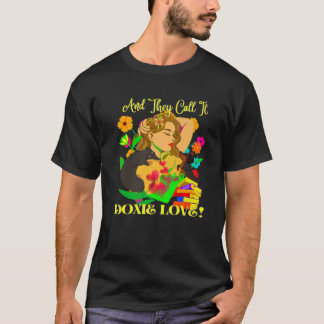 CUTE FUNNY AVSLAPPNAD DACHSHUND OCH DE KALLAR DEN  T SHIRT