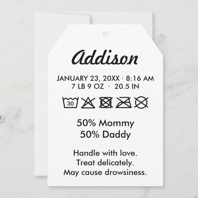 Cute Funny Baby Birth Notice Meddelande (Framsida)