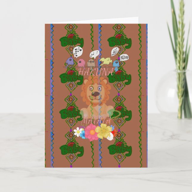 Cute Funny Baby Lejona Kung: Hakuna Matata Design Kort (Framsida)