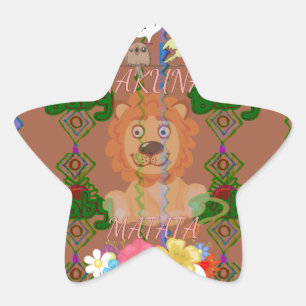Cute Funny Baby Lejona Kung: Hakuna Matata Design Stjärnformat Klistermärke