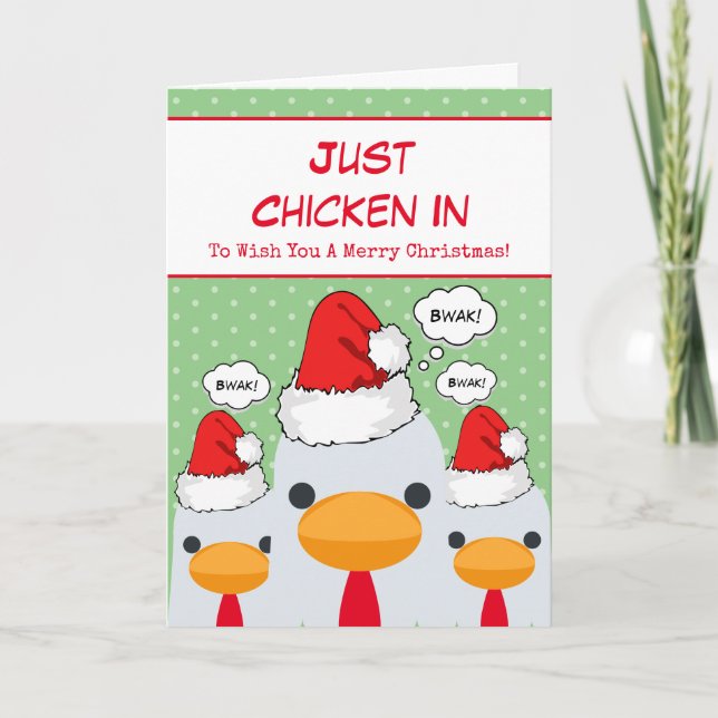 Cute Funny Bara Chicken i God jul Helgkort (Framsida)