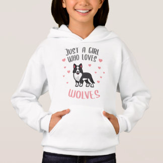 Cute Funny Bara en tjej som kärlek Vargar Hoodie T Shirt