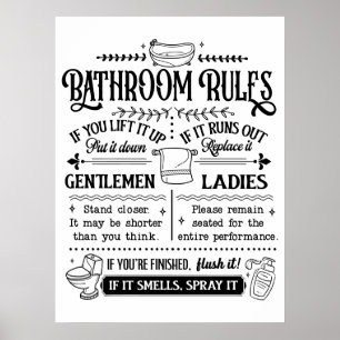 Cute Funny Bathroom Regler Poster