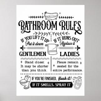 Cute Funny Bathroom Regler Poster