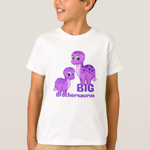 Cute Funny Big Brother Baby Dinosaurs Lila T-shirt