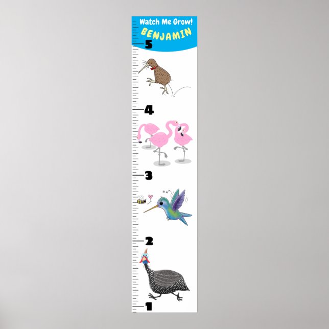 Cute funny birds cartoon growth chart poster (Framsidan)