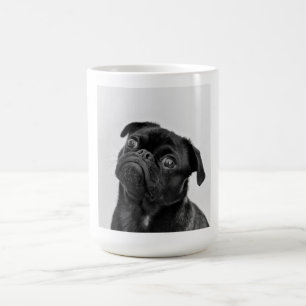 Cute Funny Black and White Pug Photo Kaffemugg