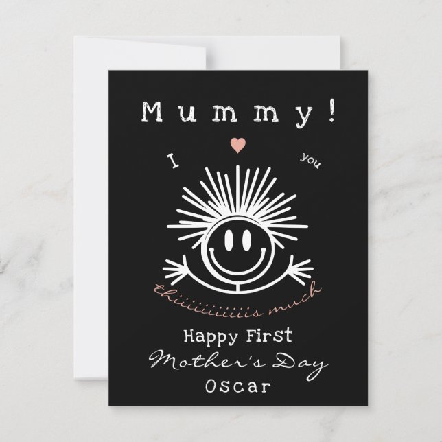 Cute Funny Black Card Mors dag (Framsida)