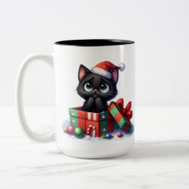CUTE & FUNNY BLACK CHRISTMAS KITTENS Två-Tonad MUGG