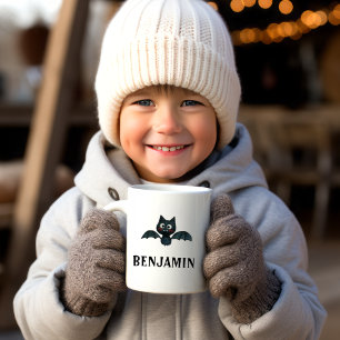 Cute Funny Black Fladdermus med Namn Kaffemugg