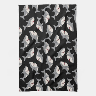 Cute Funny Black Grått Underbar White Shark Kökshandduk