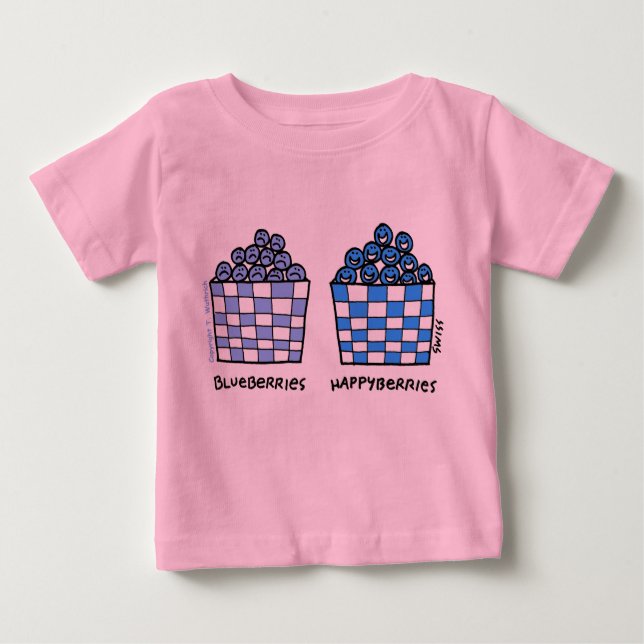 Cute Funny Bluebär Happybär Baby Outerwear T Shirt (Framsida)
