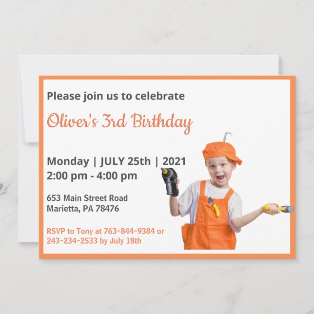 Cute Funny |Boys Photo Birthday-inbjudan Inbjudningar (Framsida)