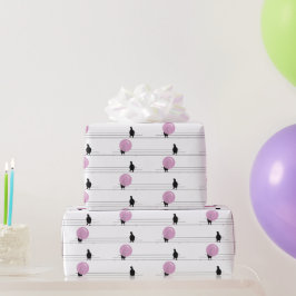 Cute Funny Bubblegum Birds på Wire Mönster White Presentpapper