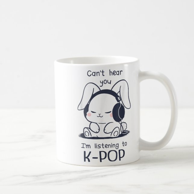 Cute Funny Bunny Rabbit kan inte höra dig att jag  Kaffemugg (Höger)