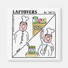 Cute Funny Button Mushroom Chef Laftovers Tecknad Magnet