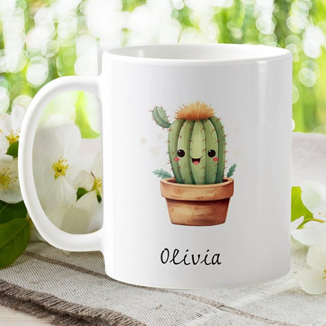 Cute Funny Cactus Garden Houseplant Personlig Kaffemugg (Skapare uppladdad)