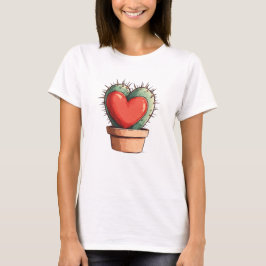 Cute Funny Cactus Heart Valentine Day T Shirt