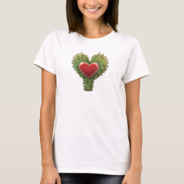 Cute Funny Cactus Heart Valentine Day T Shirt