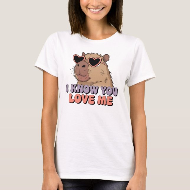 Cute & Funny Capybara Jag känner dig Kärlek T Shirt (Framsida)